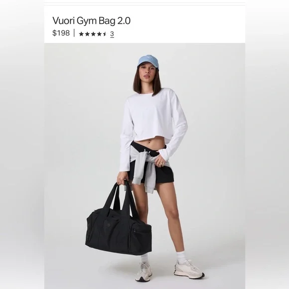 BNWT Vuori Black gym 2.0 Bag with Zipper - Picture 1 of 9